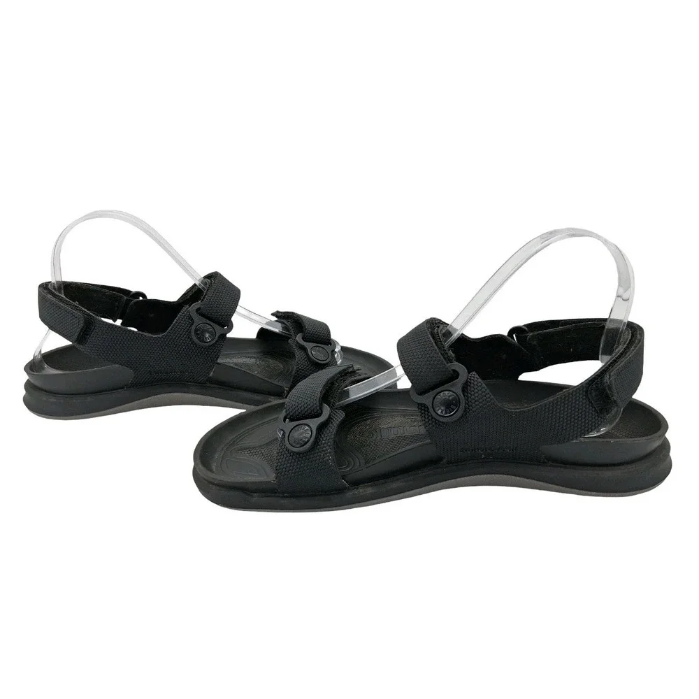 Birkenstock Sandals Womens US 8-8.5 EU 39 Black Nylon Strappy Hook Loop Comfort - Picture 13 of 13